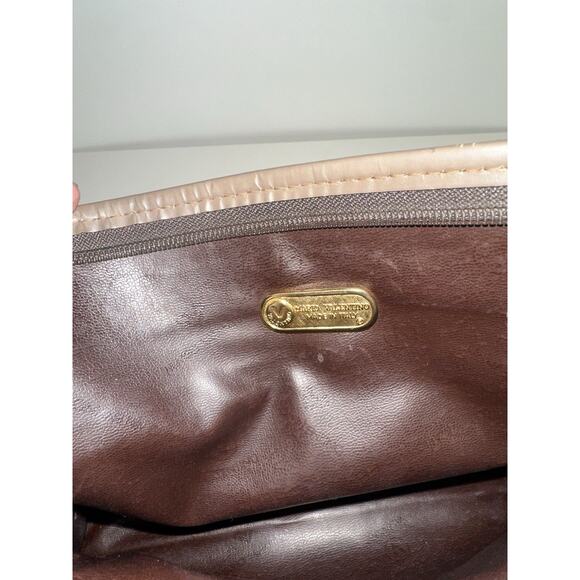 Mario Valentino classic Brown Leather Monogram Clutch Bag Purses EUC Authentic - Picture 6 of 8